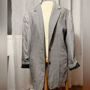 Lands' End Women's Black and White Houndstooth Blazer